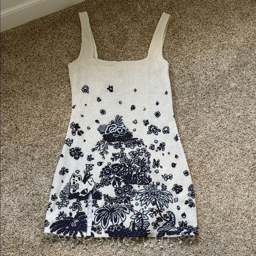 STAUD Cream and Blue Floral Dress - Picture 5 of 6